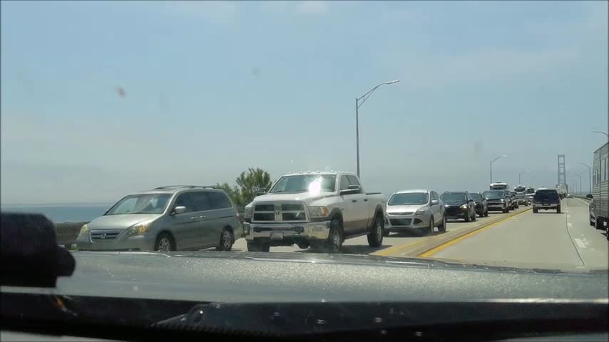 Heavy Northbound Traffic Mackinac Bridge