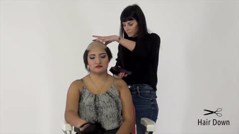 Girl sits down to shave her head, at the first cut she regrets it