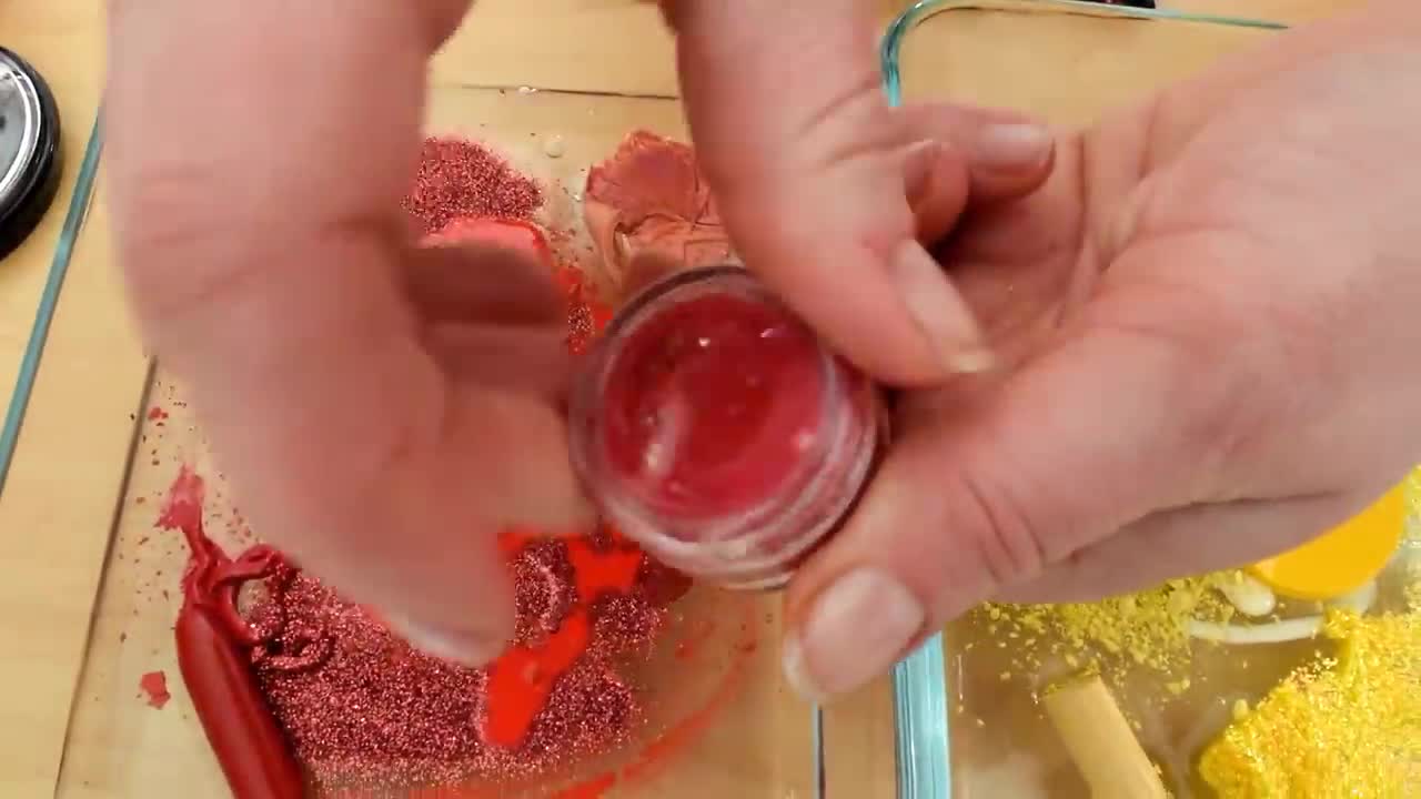 Red vs Yellow - Mixing Makeup Eyeshadow Into Slime ASMR 343 Satisfying Slime Vid