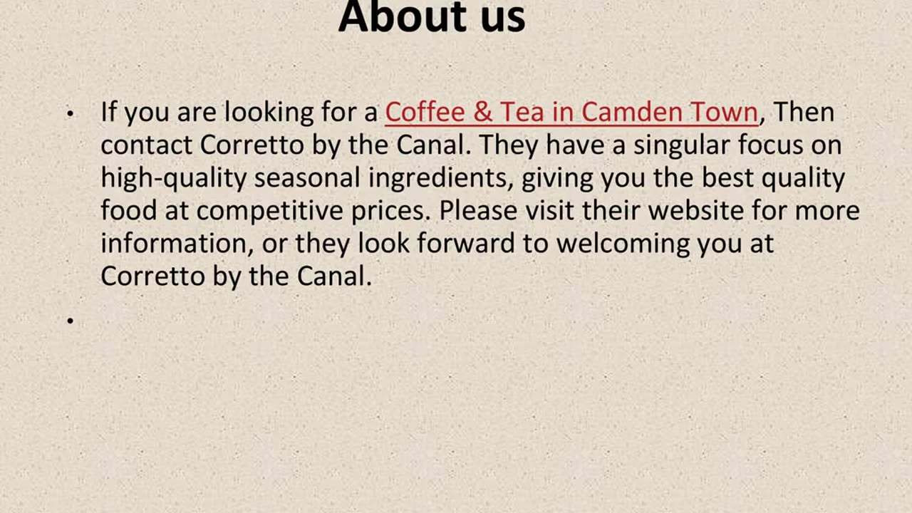 Get The Best Coffee & Tea in Camden Town.