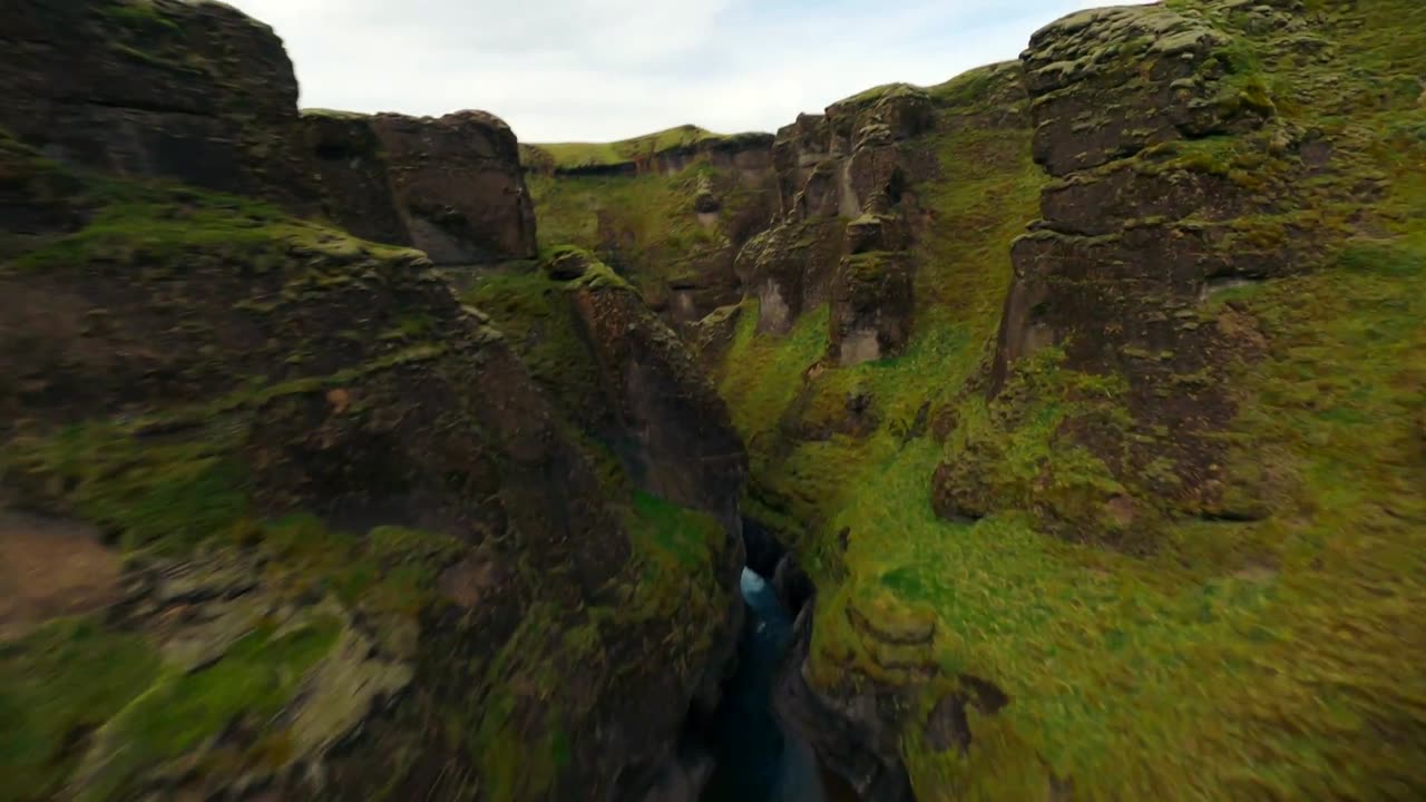 Nature/beautiful nature/ FPV Drone Flight through Beautiful Iceland Canyon