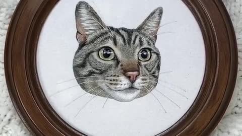 Beautiful art embroidery of cat