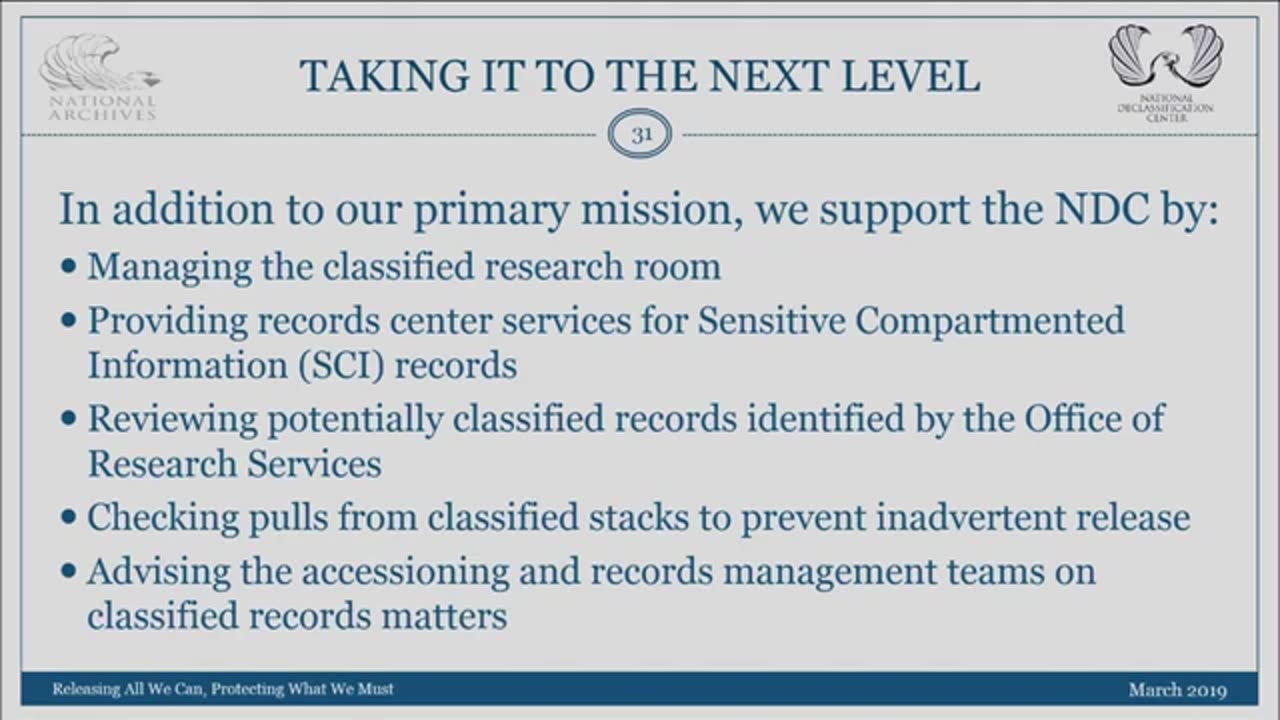 National Declassification Center NDC Releasing All We Can Protecting What We Must 2019 Mar 15