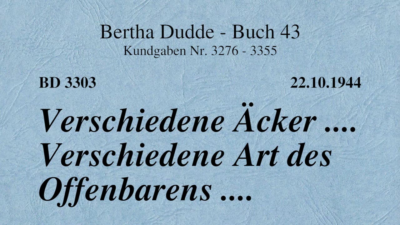 BD 3303 - VERSCHIEDENE ÄCKER .... VERSCHIEDENE ART DES OFFENBARENS ....