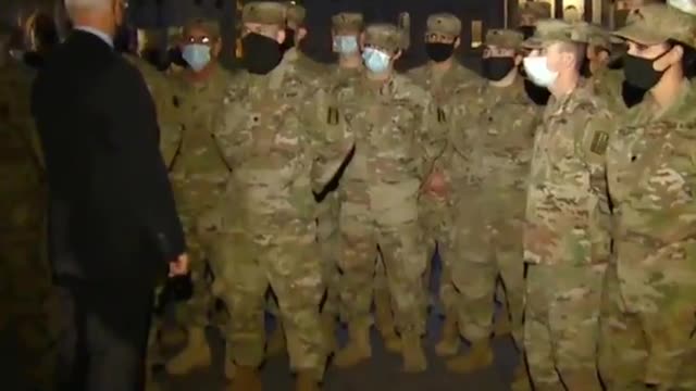 Pence speaking with Troops are Capital