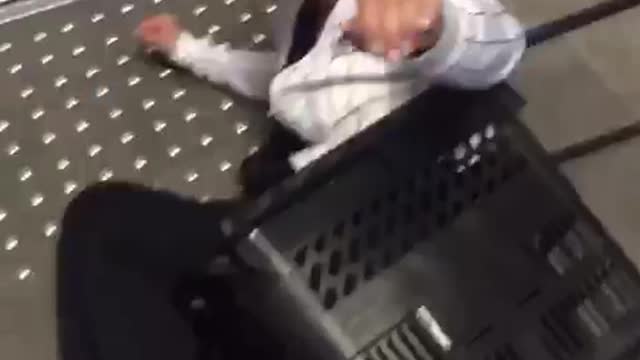 Drunk girl stuck in cart