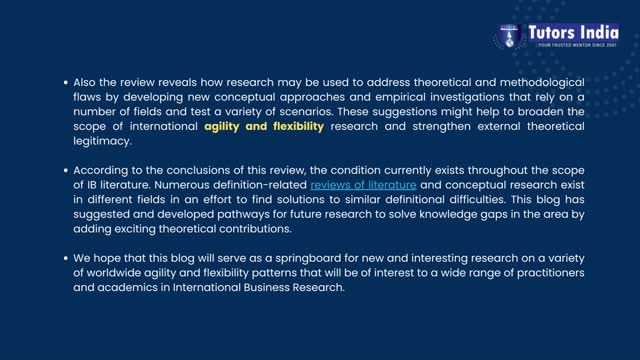 A Critical Literature Review of Agility and Flexibility in Research