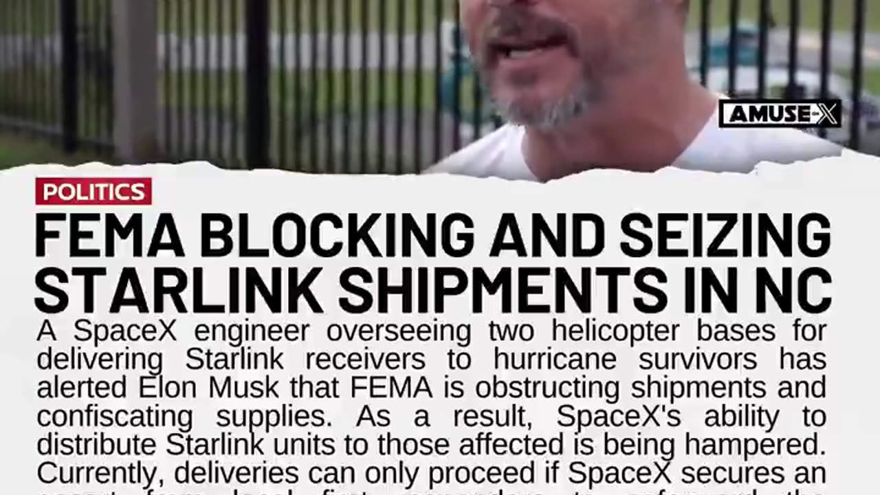 FEMA BLOCKING AND SEIZING STARLINK SHIPMENTS IN NC