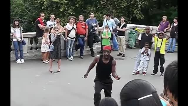 Sidewalk entertainment, street dancers. Part 3