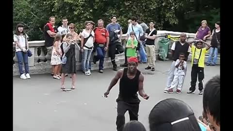 Sidewalk entertainment, street dancers. Part 3