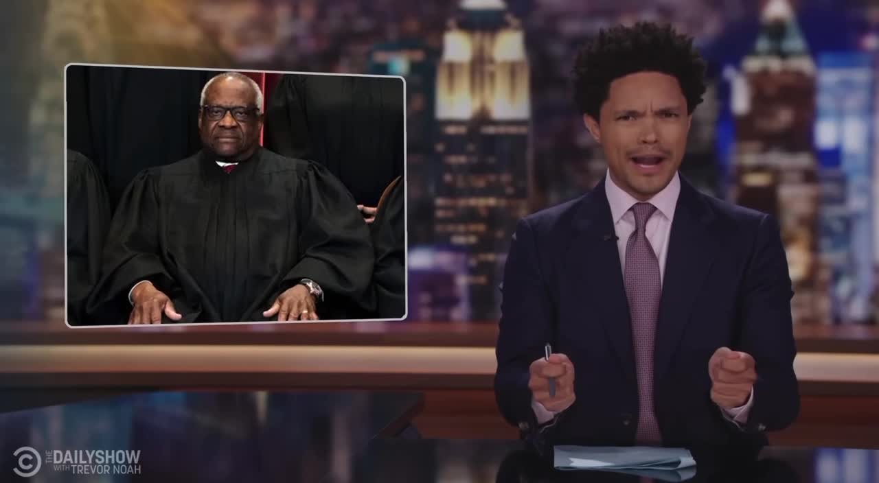 Trevor Noah calls Clarence Thomas “Justice QAnon” 😂