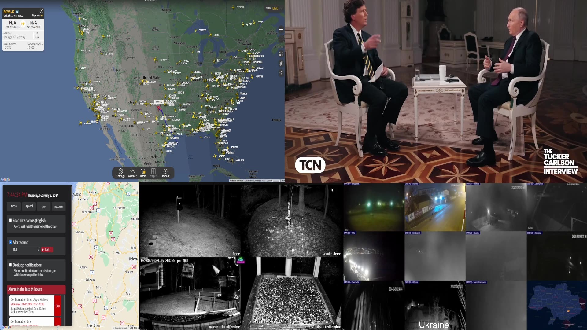 flightradar24 eam watch breaking news Tucker-Putin
