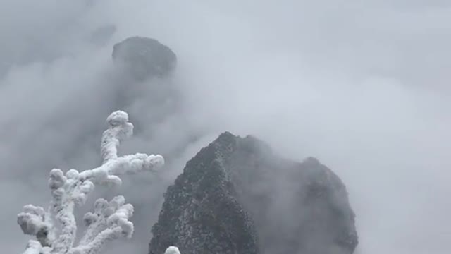 snow on cliff