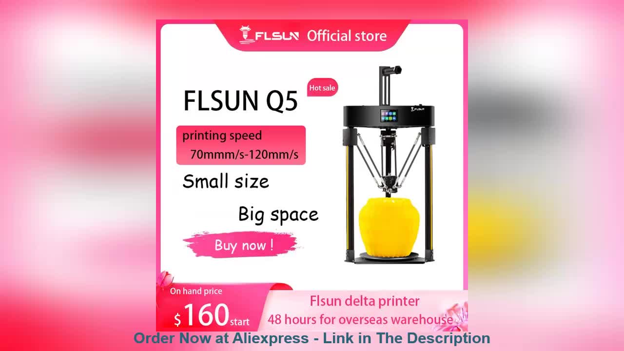 ☄️ Flsun 3D Printer Q5 Delta TMC 2208 Silent Driver Auto-Level Sensor TFT 32Bits Board Kossel Metal