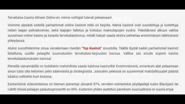 Parhaimmat Online Kasinobonukset