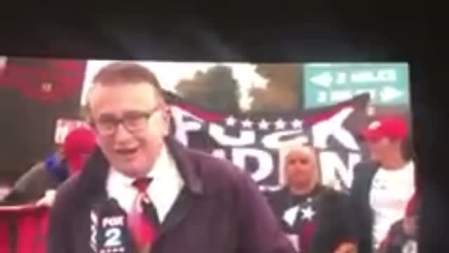 "F*ck Joe Biden" News gets CAUGHT standing in front of Trump supporters