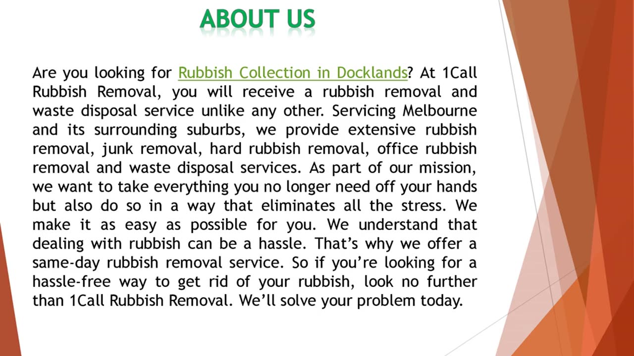 Are you looking for Rubbish Collection in Docklands?