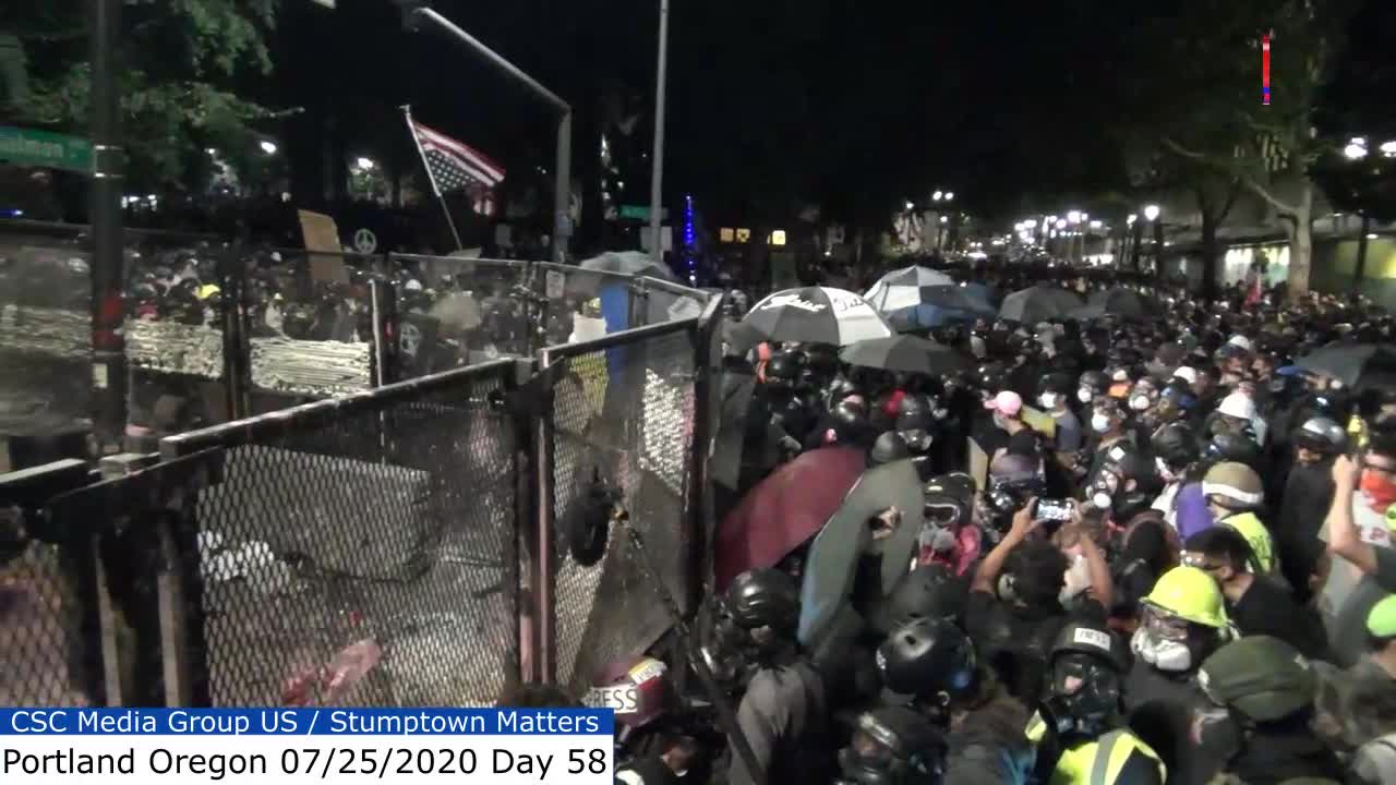 Day 58 In Portland Oregon Protesters Take Down The Fencing Around The Federal Courthouse