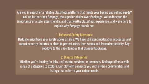 Elevate Your Classifieds Experience with Bedpage