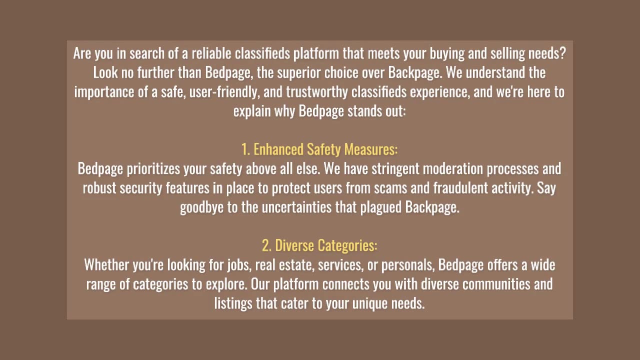 Elevate Your Classifieds Experience with Bedpage