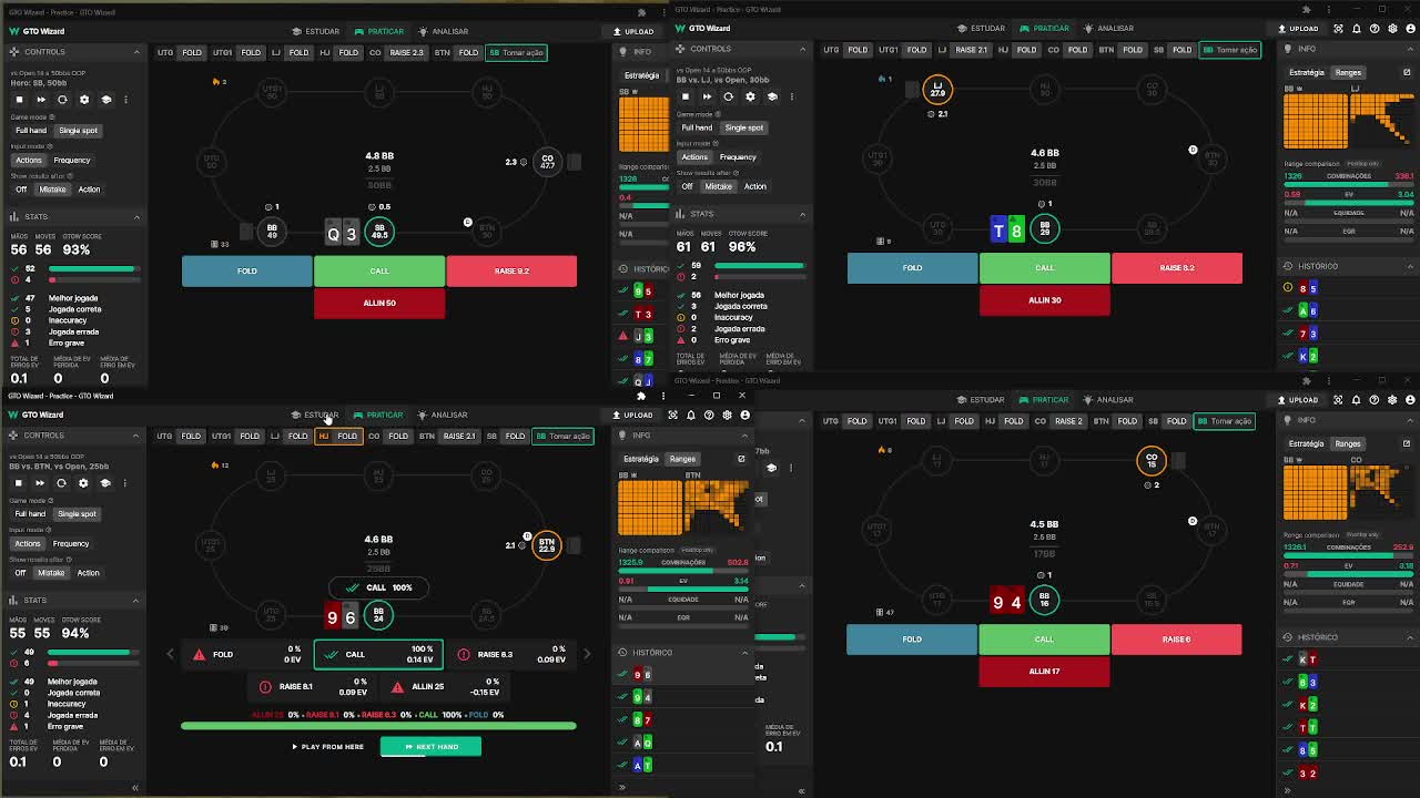 Treino Pre flop - GTOwiz