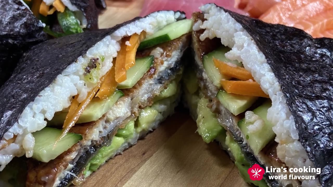 Japanese sushi sandwich (Onigriazu) and mini sandwich- 5 minutes recipe for lunch or diner