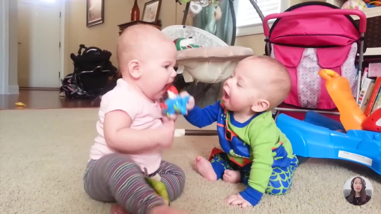 Try Not To Laugh - Twins Babies Fighting Over EveryThing