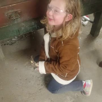 Demolition girl strikes agian breaks up concrete