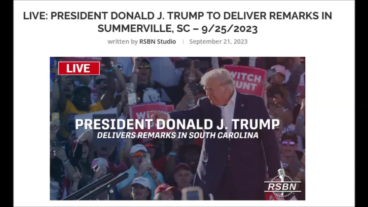 LIVE: President Donald J. Trump to Deliver Remarks In Summerville, SC