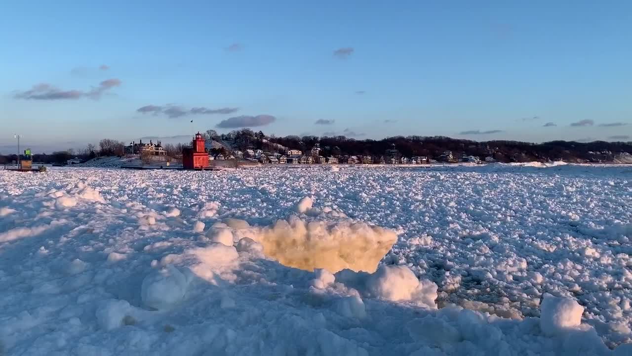 Boy gets almost slammed by ice