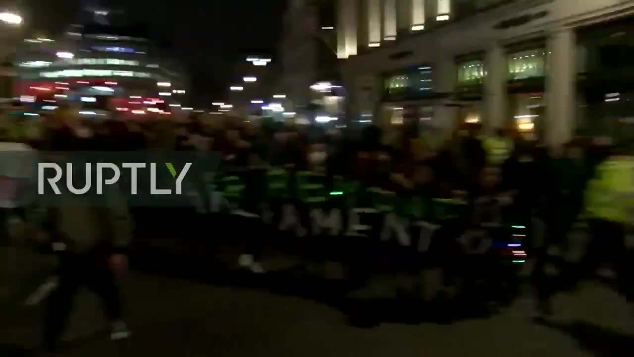 Dec 13 2019 London 1.2 antifa push past police and rioting after conservative Tories win