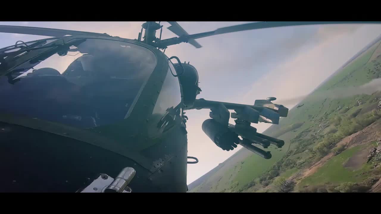 Russian KA 52 on an aerial artillery mission