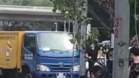 A Truck Driver Attempts to Run Over Cyclist