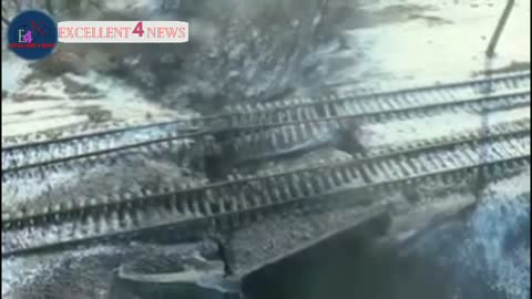 Russia destroys bridge over train line in Ukraine