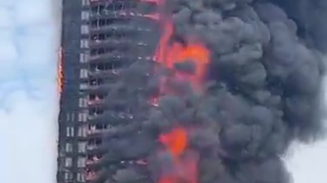 Chinese telecom building engulfed in flames in Changsha district in Hunan province