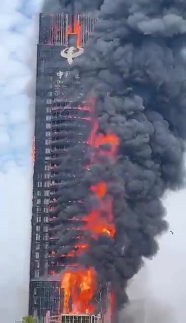 Chinese telecom building engulfed in flames in Changsha district in Hunan province