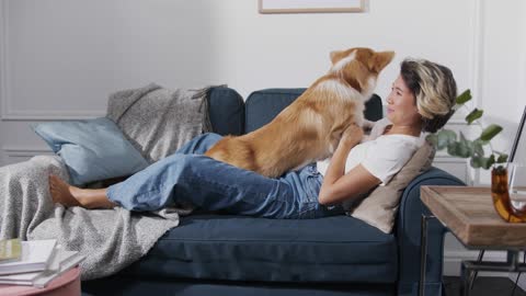 girl and dog