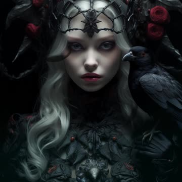 Gothic Woman | Gothic Girl | Black Feathers | In Black | Black Fashion | Eerie Atmosphere | AI Art