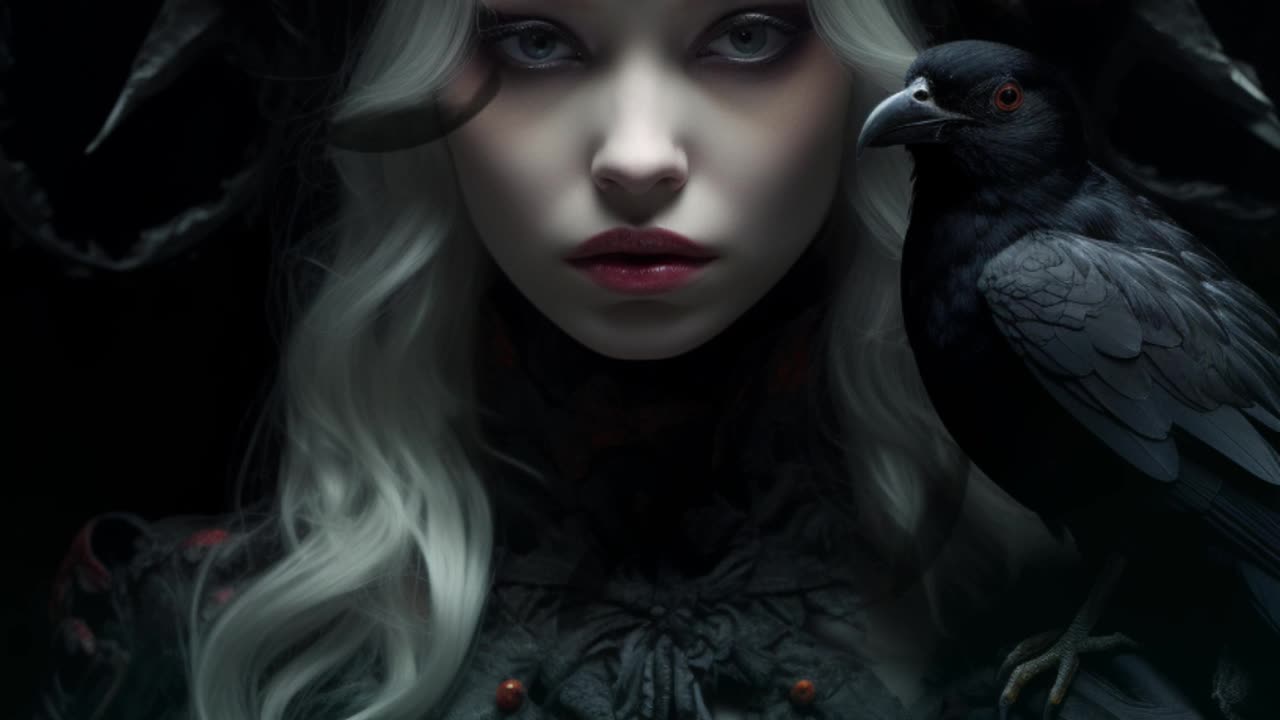 Gothic Woman | Gothic Girl | Black Feathers | In Black | Black Fashion | Eerie Atmosphere | AI Art