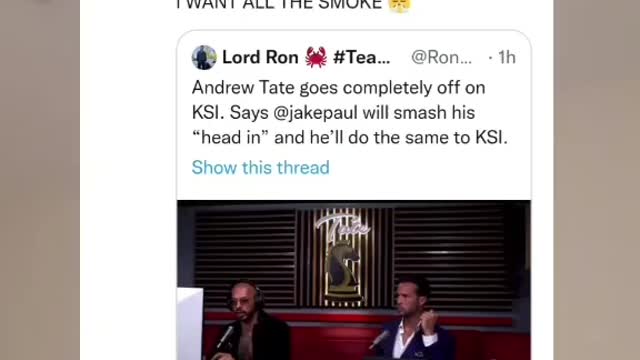 KSI and Andrew Tate got back and forth on twitter😳