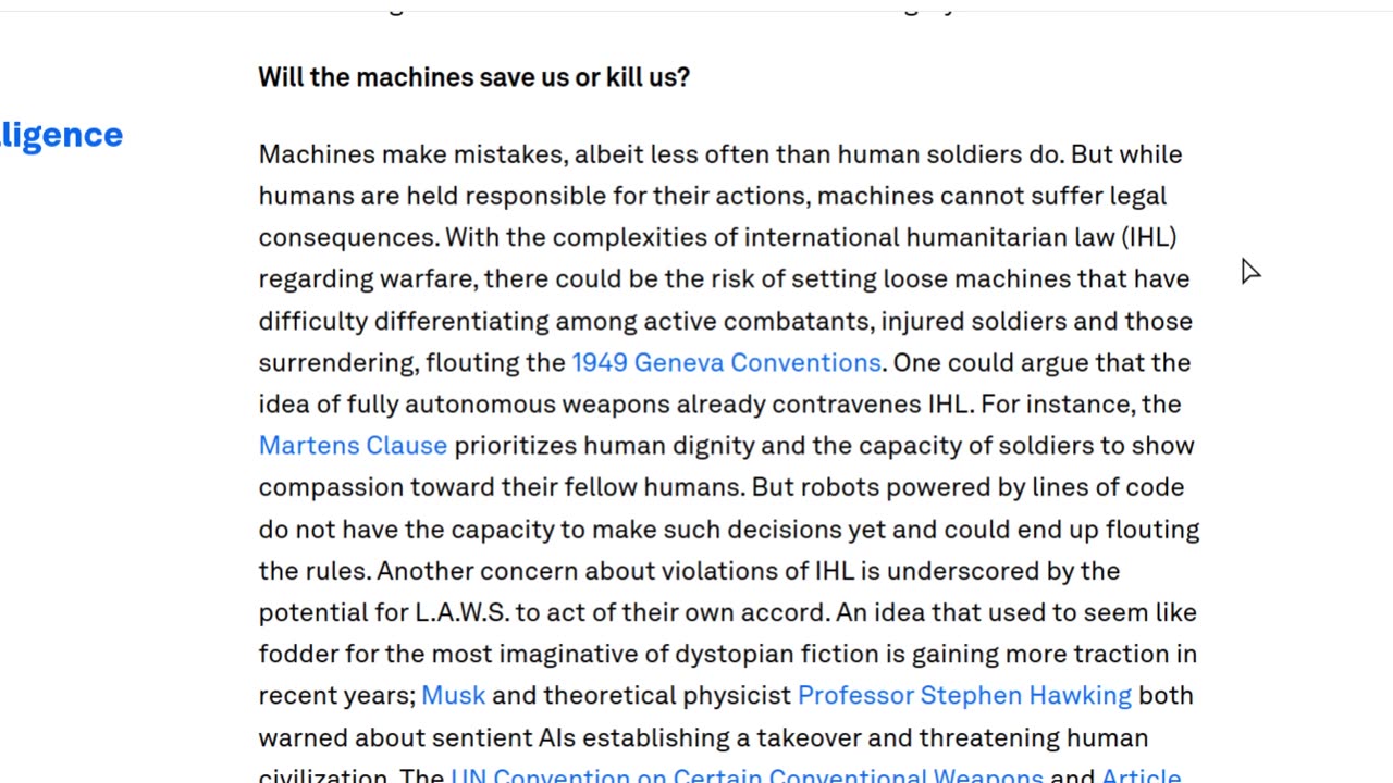 Weapons powered by artificial intelligence pose a frontier risk and need to be regulated