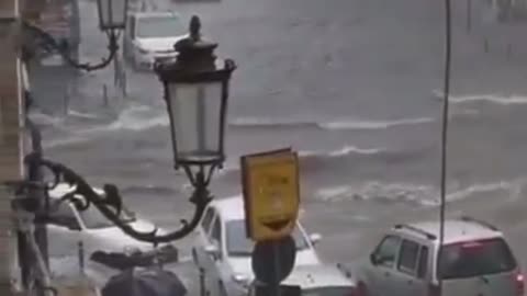 Severe flooding caused by heavy rains in Sicily Catania, Italy