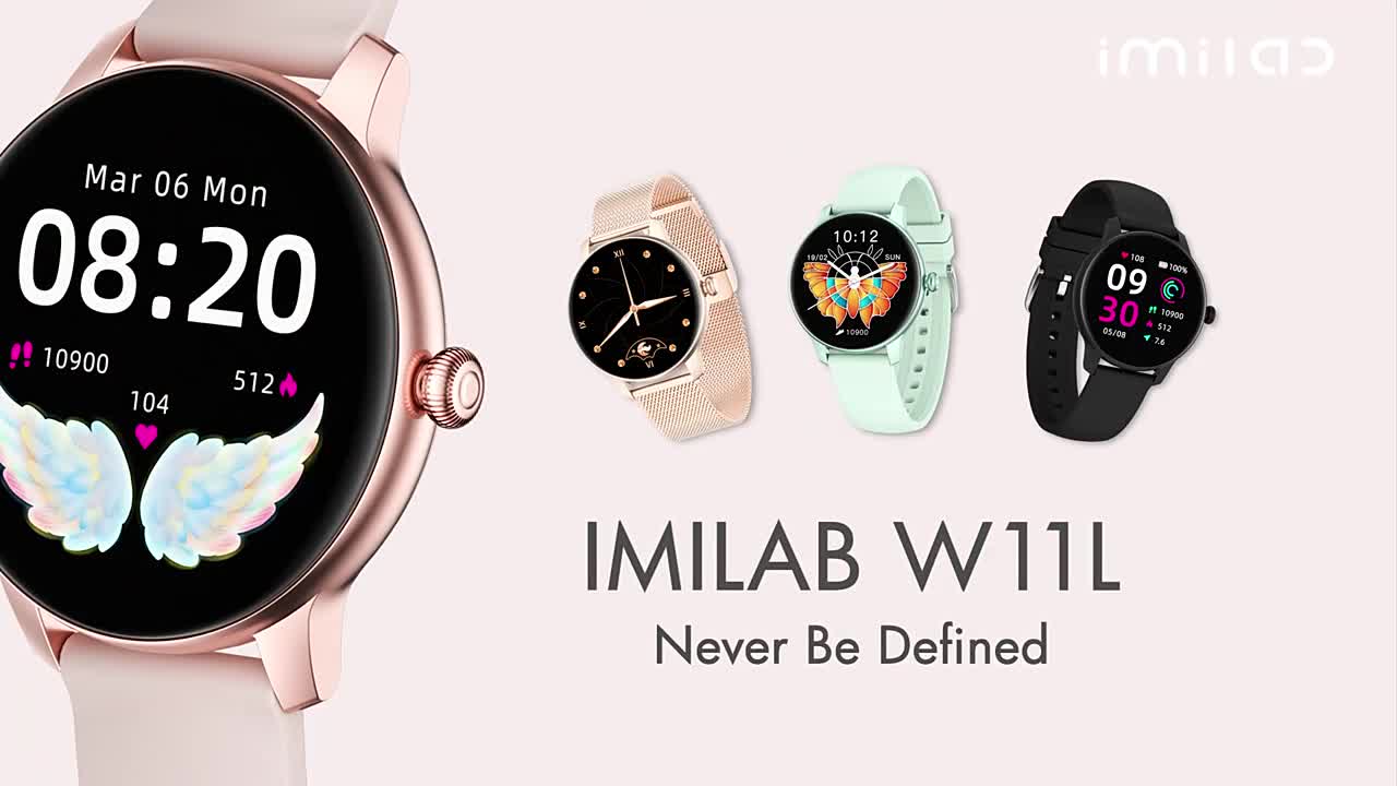 New IMILAB W11L Smart Watch Women Smart Watches 180mAh Battery Heart Rate Sports Fitness Tracker IP6