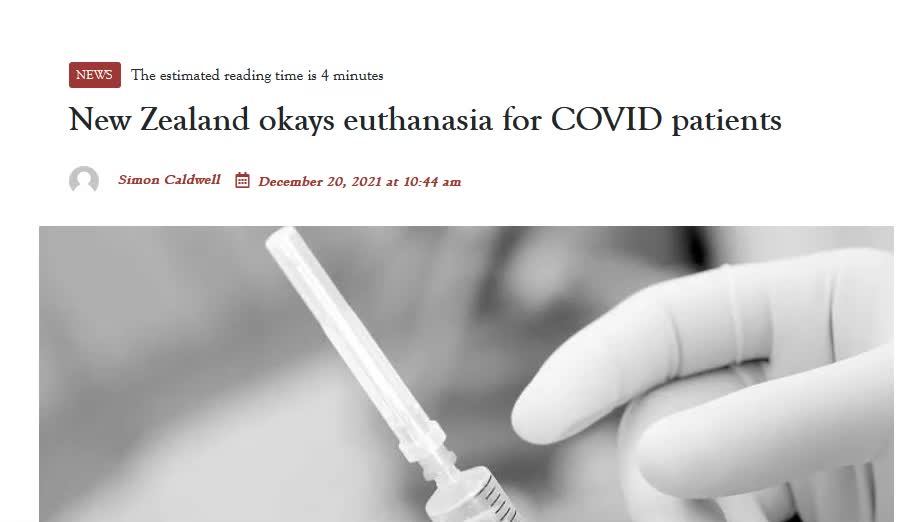 New Zealand okays euthanasia for COVID patients
