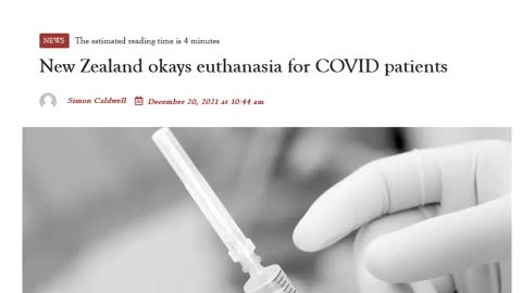 New Zealand okays euthanasia for COVID patients