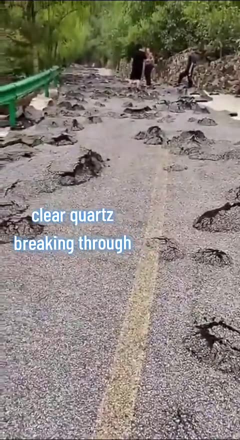 clear quartz breaking through road