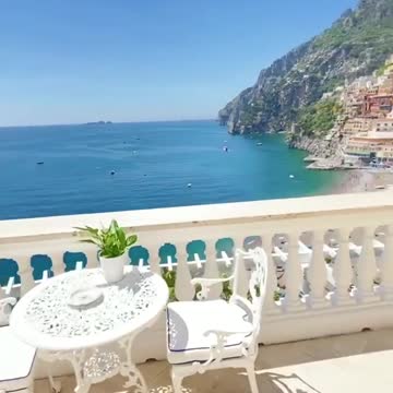 Stunning hotel balcony with breathtaking view in Italy