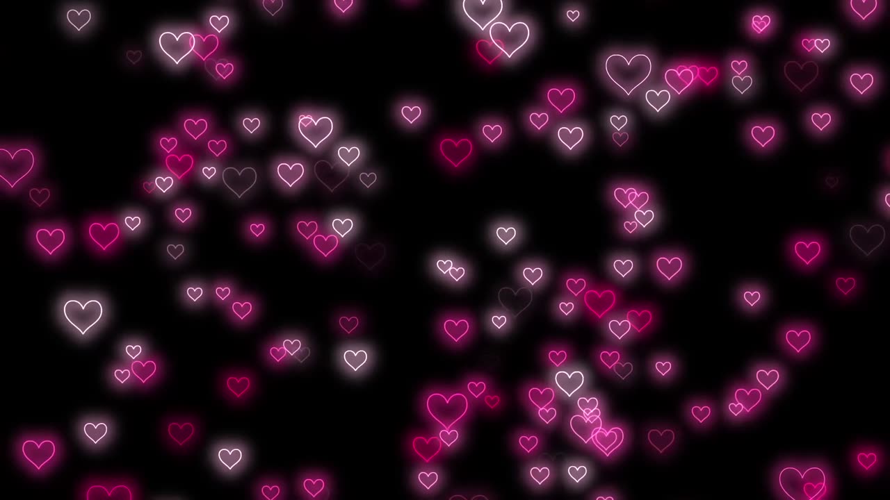 023. Flying Heart💖Pink Heart Background Neon Light Love Heart