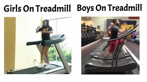 Girls vs boys on treadmill 😎