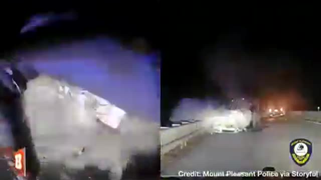 SC officer pulls a woman from a burning car